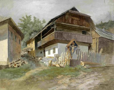 Motif from Podkoren - Characteristic House with Sign by Ladislav Benesch